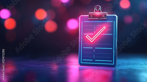 A glowing checklist representing tasks completed for customer resolutions.