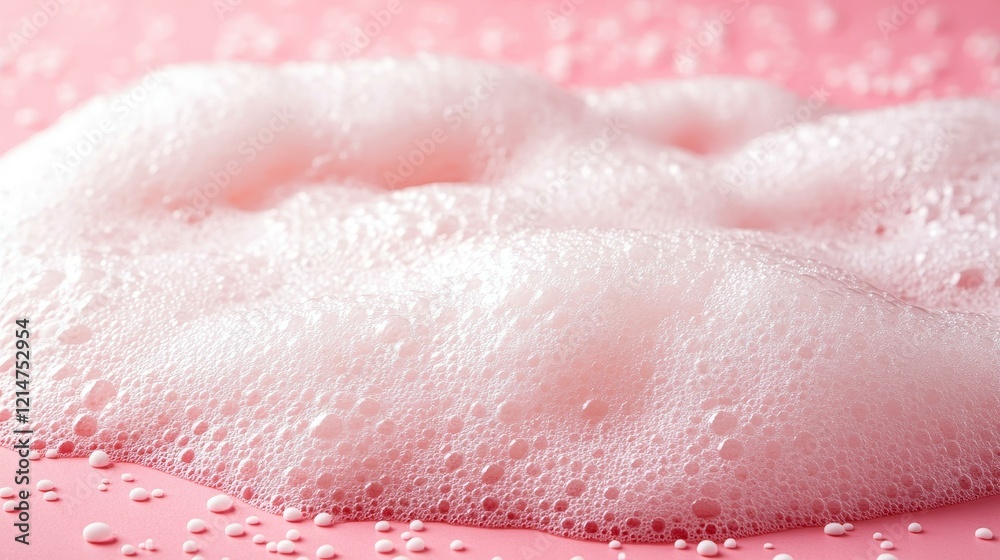 Fototapeta premium Close-up View of Soft Pink Soap Suds