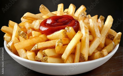 Crispy French Fries with Ketchup photo