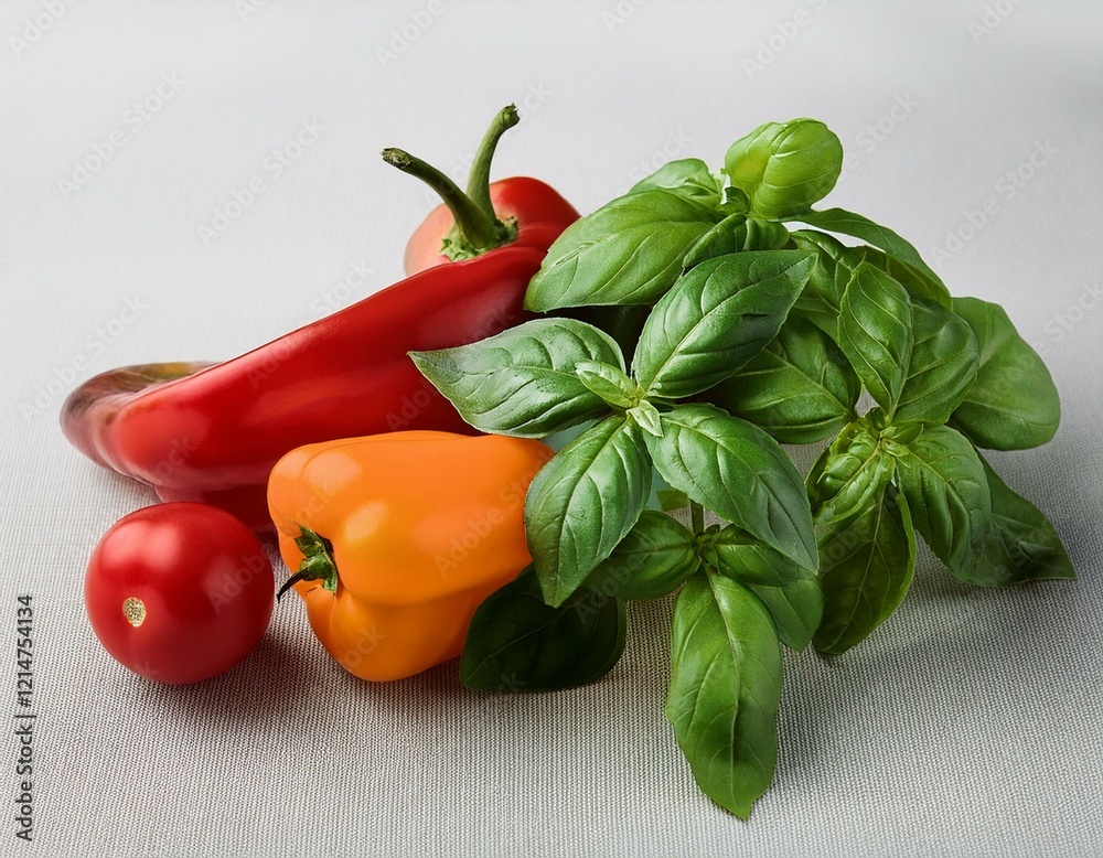 basil and peppers