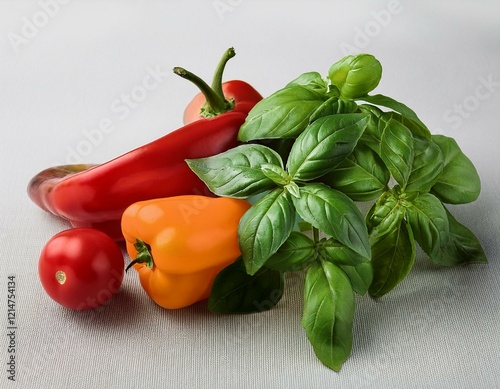 Obraz na płótnie basil and peppers w salonie