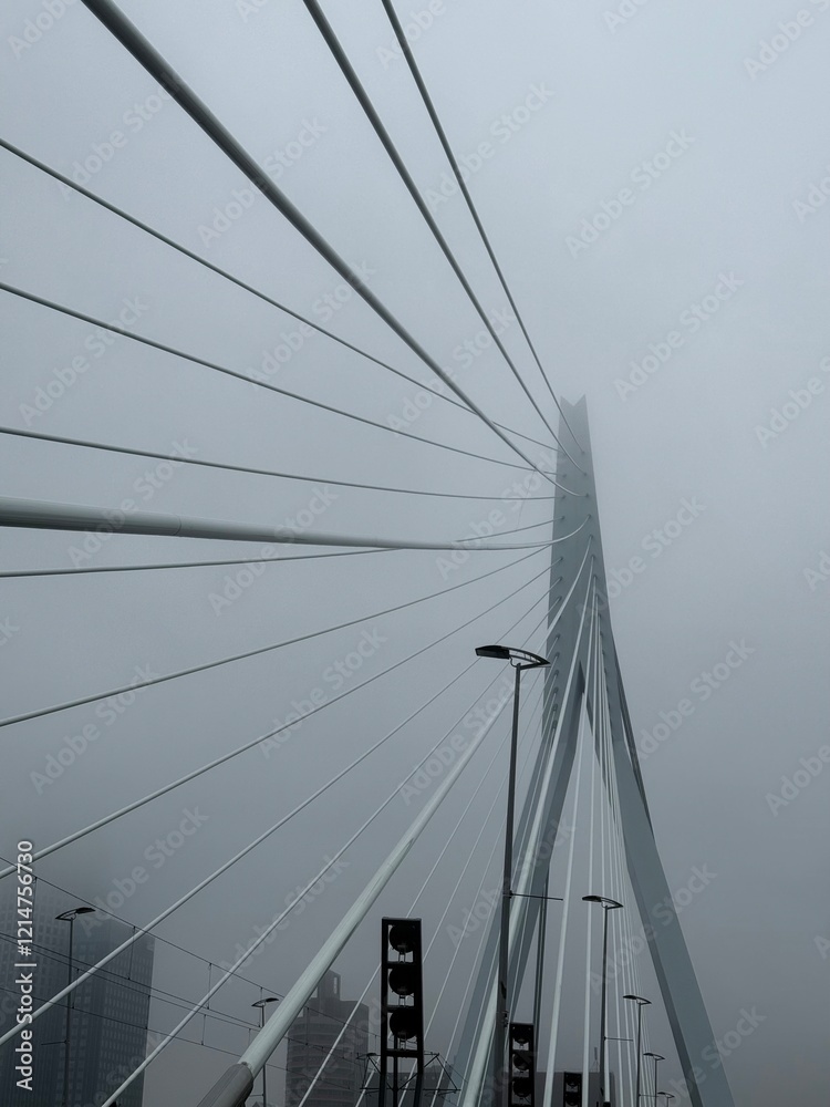 bridge over the river. Fog. Misty bridge over the river. Fog. Misty