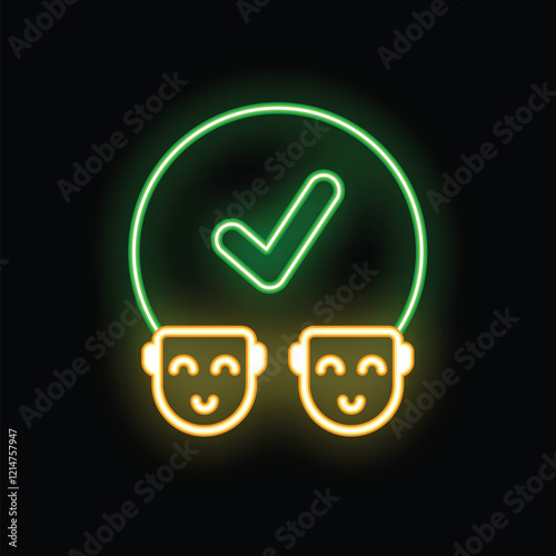 Neon sign representing the concept of agreement between two people, symbolizing shared ideas and consensus