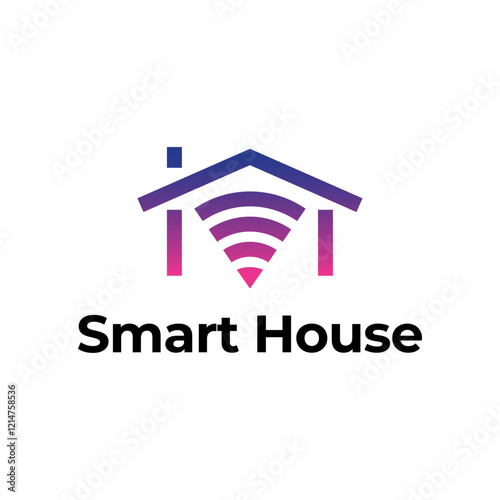 Smart house logo. Smart home logo icon with wireless connection concept.