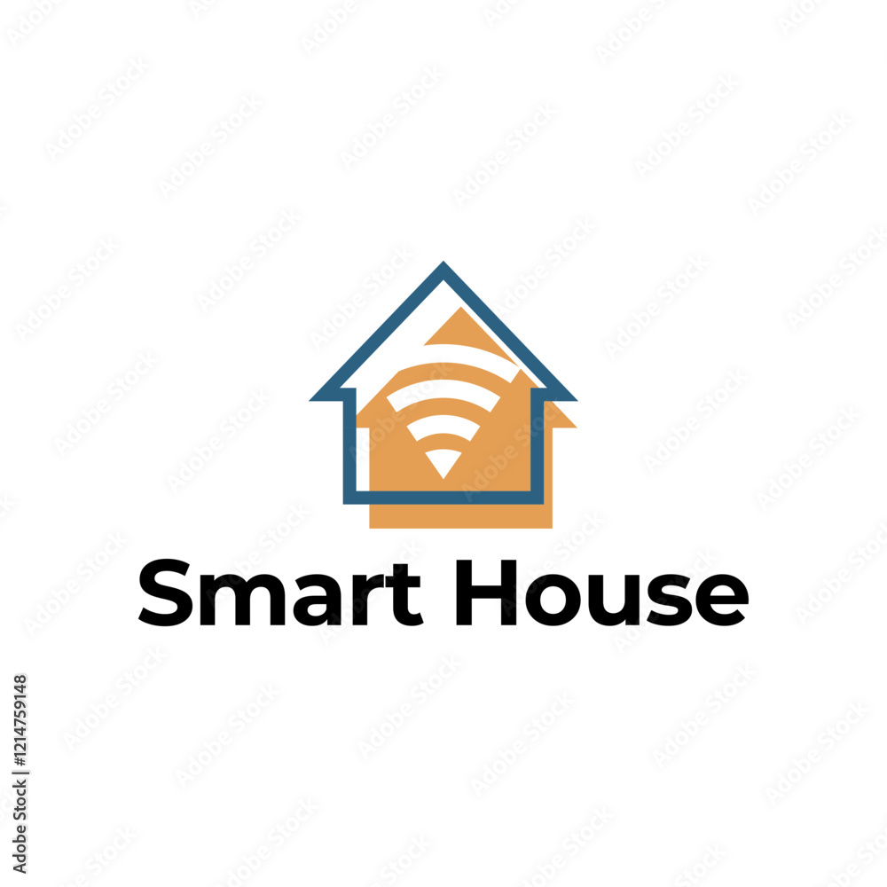 Fototapeta premium Smart house logo. Smart home logo icon with wireless connection concept.