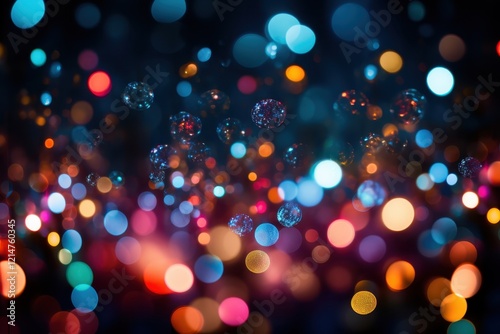 Bubbles and lights celebration abstract background digital art vibrant close-up creative inspiration