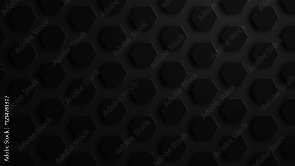 Seamless loop pattern, moving hexagons on dark background