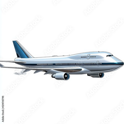 Cartoon Illustration of a Large Passenger Airplane