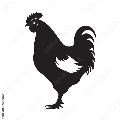 Elegant Black and White Rooster Silhouette