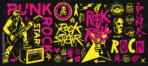 Vibrant punk rock collage art