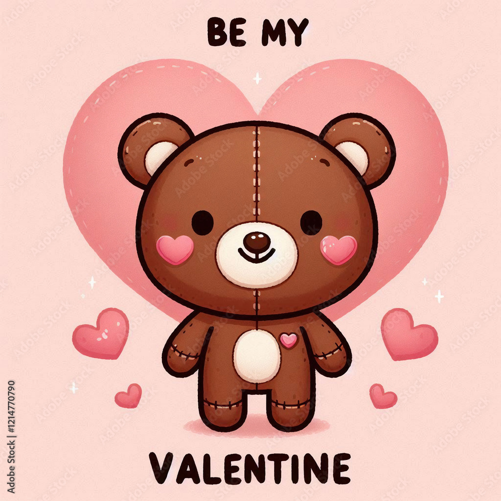 Naklejka premium Be My Valentine Teddy Bear Design
