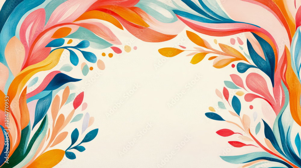 Abstract Floral Frame: Vibrant Hues and Organic Forms Abstract Floral Frame: Vibrant Hues and Organic Forms
