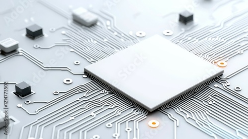 circuit board and components concept Computer circuitry featuring a central processing unit on a printed circuit board.