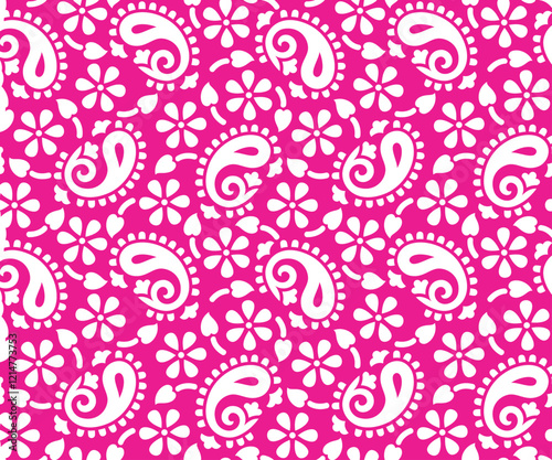 Paisley Flower Design pattern For fabric print, Background.