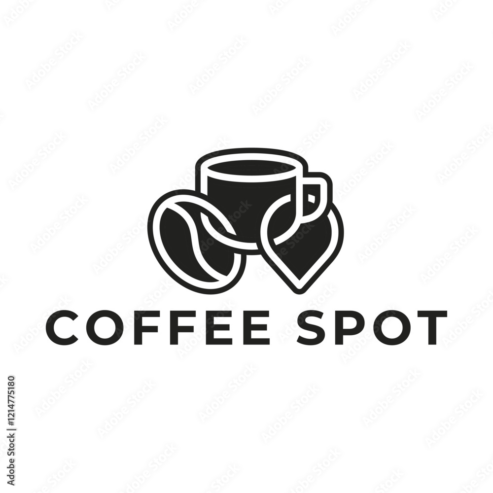 Pin location and coffee logo design illustration Pin location and coffee logo design illustration