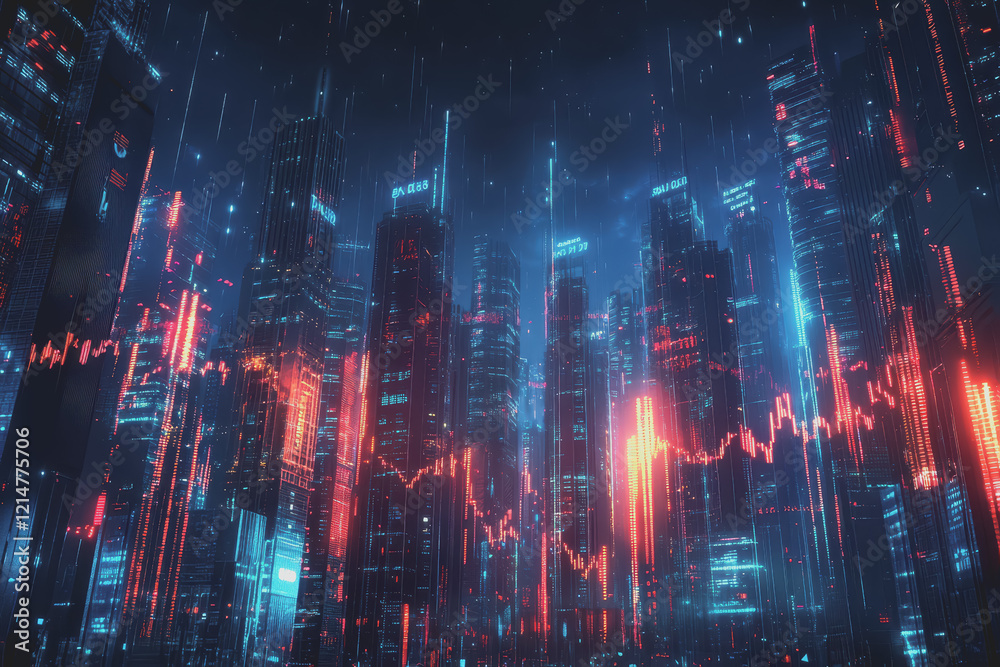A futuristic city with robots stock market charts, and an AI-driven financial industry. A futuristic city with robots stock market charts, and an AI-driven financial industry.