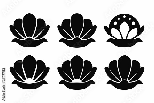 Clamshell Silhouette Vector Icon On White Background.