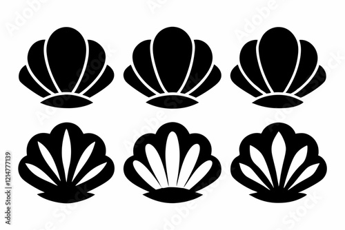 Clamshell Silhouette Vector Icon On White Background.