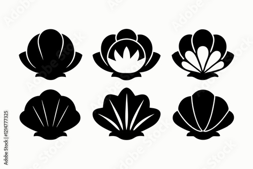 Clamshell Silhouette Vector Icon On White Background.