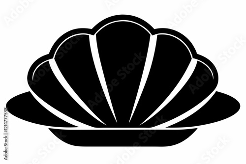 Clamshell Silhouette Vector Icon On White Background.