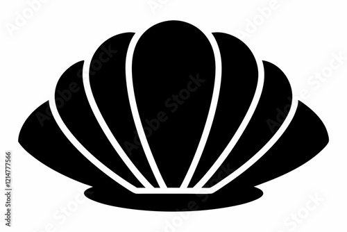 Clamshell Silhouette Vector Icon On White Background.