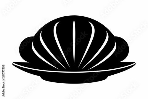Clamshell Silhouette Icon - Smooth Shape On White Background.