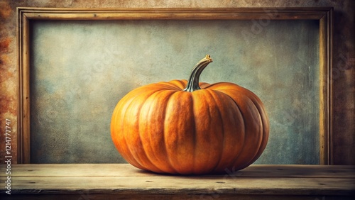 Vintage Photo of a Large Orange Pumpkin on White Background photo