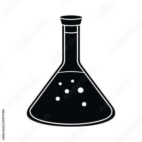 volumetric flask vector silhouette on white