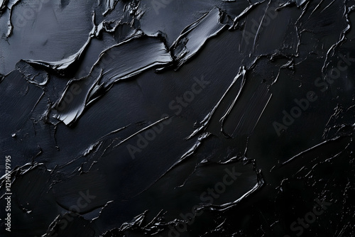 Abstract Black Impasto Painting: Dark, Textured Canvas photo