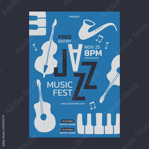 Jazz music poster design template