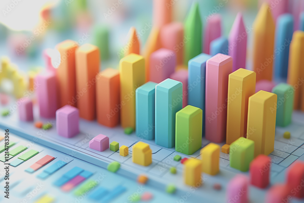 Make a charts and graphs 3d model on a sunny day. Make a charts and graphs 3d model on a sunny day.