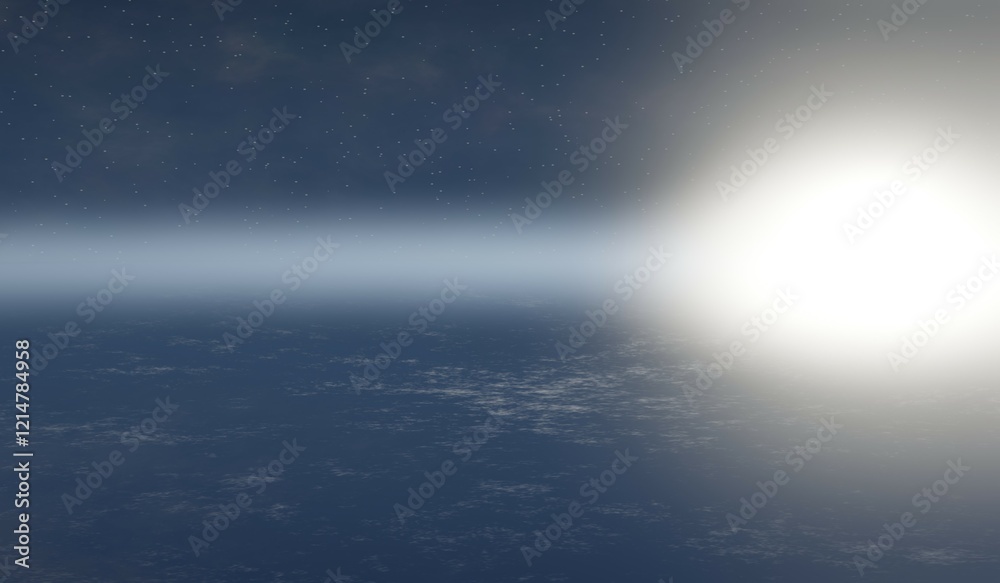 Fototapeta premium Flare Reflection from Globe, Horizon, Earth's Atmosphere 3D Illustration