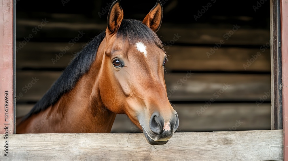 Obraz premium Horse Being Examined in a Rustic Stable Setting for Veterinary Healthcare