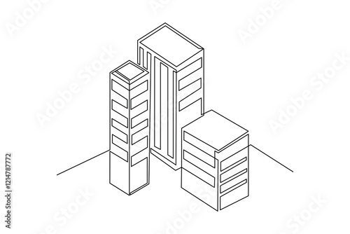 Single continuous line drawing Architectural project management. Building architecture property isolated minimalism concept. Dynamic one line graphic design vector illustration on white background