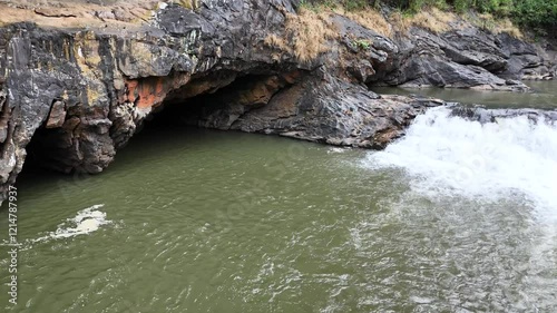 waterfalls and cave