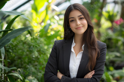 P A young Hispanic businesswoman in a tranqui photo