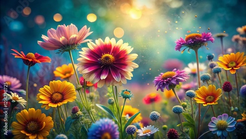 Vintage Wildflower Bloom: Colorful Floral Background for Design