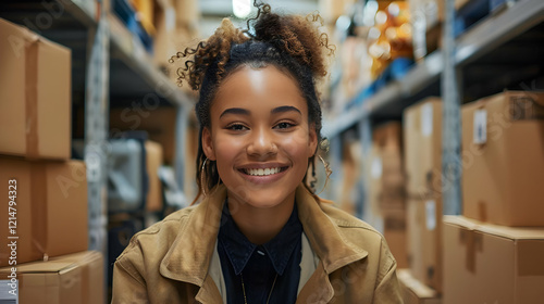 Smiling Young Woman Stands ...