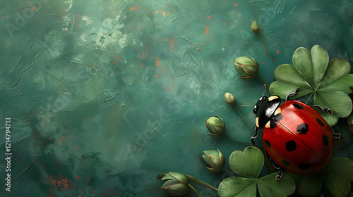 Ladybug Rests on Clover Lea...