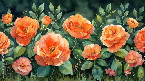 Vibrant Orange Roses Bloom ...
