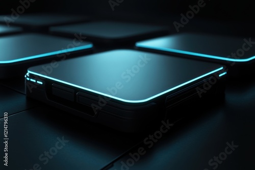 Wallpaper Mural Modern sleek technology design with glowing edges in a dark environment Torontodigital.ca