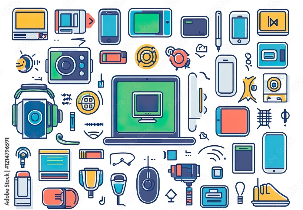 Set of Technology and Electronics and Devices web Set of Technology and Electronics and Devices web