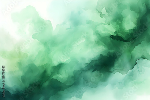 Abstract Green Watercolor B...