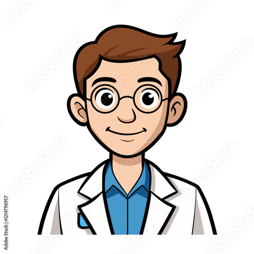 Cute illustration male junior doctor character in the costume 