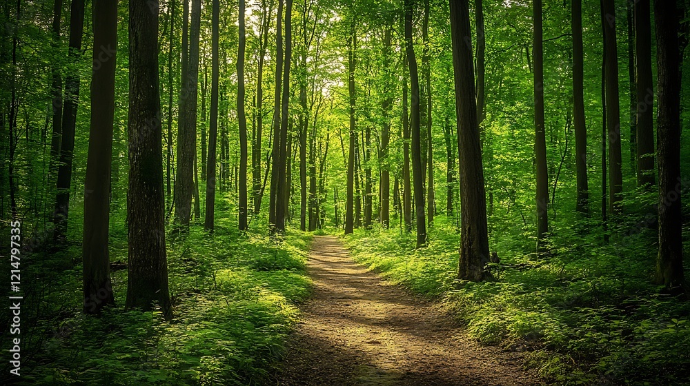 Naklejka premium Lush green forests with clean air and vibrant biodiversity