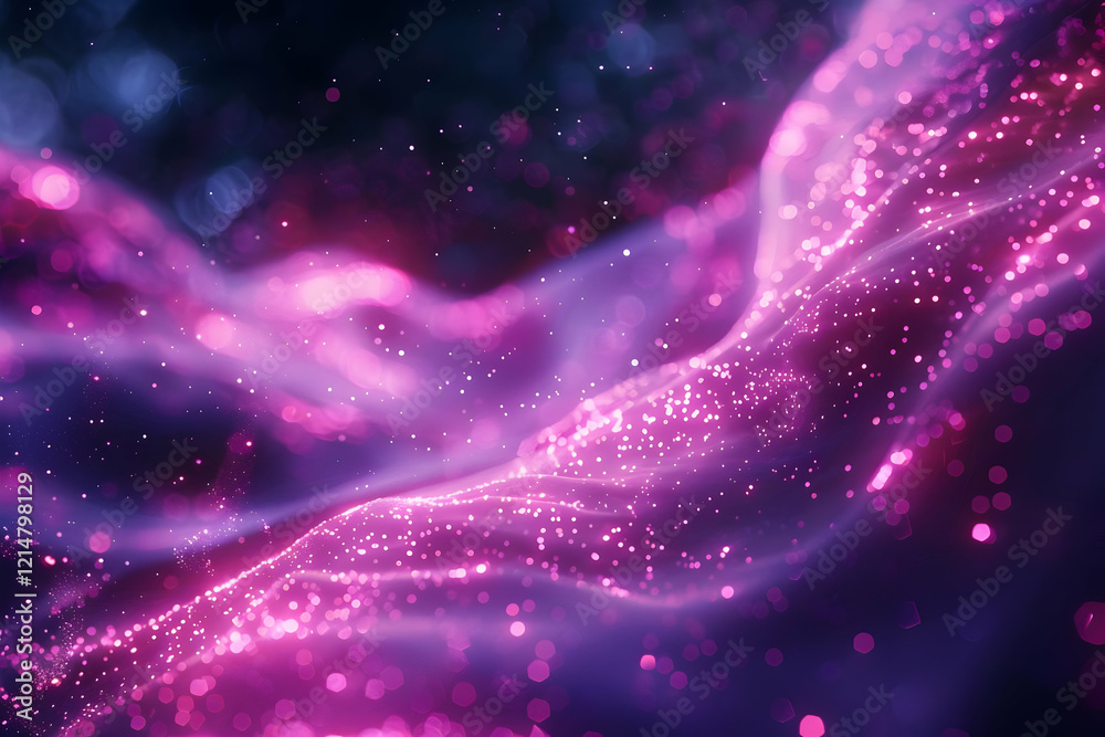 Fototapeta premium Abstract pink and purple background flows smoothly with sparkling glitter effect beautifully.