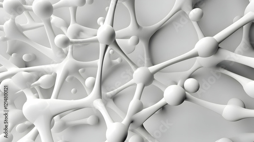 Abstract 3D White Molecular...