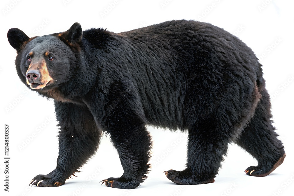 American black bear - Ursus americanus - is a species of medium sized bear endemic to North America. it is the smallest endemic bear on the continent. isolated on white or light background 