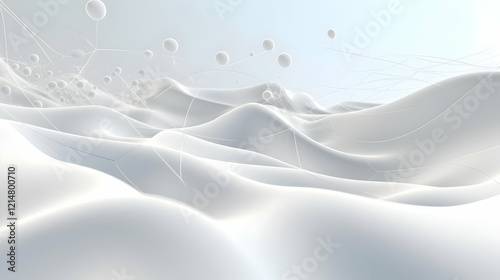 Abstract 3D White Wavy Land...