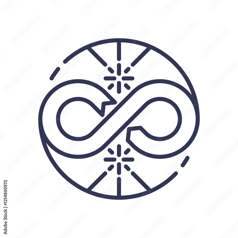 Infinity symbol in a circle, representing endless creativity and innovation. Infinity symbol in a circle, representing endless creativity and innovation.